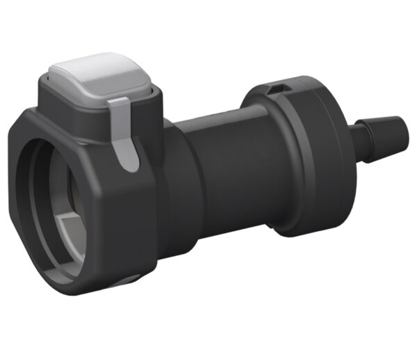Flow-Rite Female Coupler, 3/8" Barb, valved - Image 1