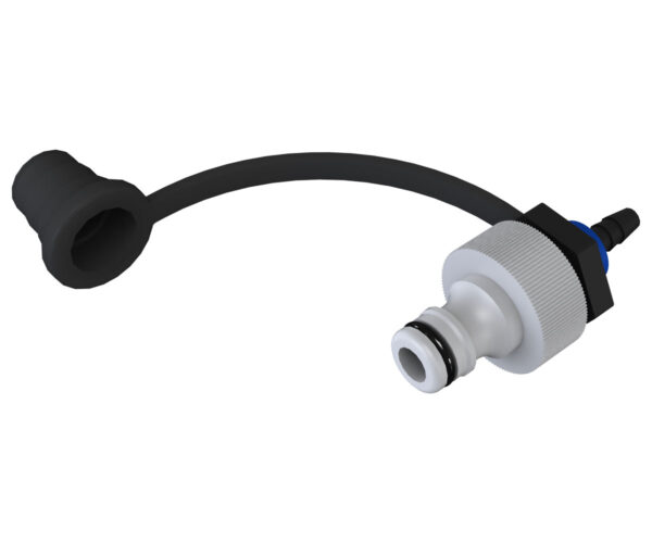 Flow-Rite Male Coupler, 1/4" Barb, valved, Phili Sci style - Image 1